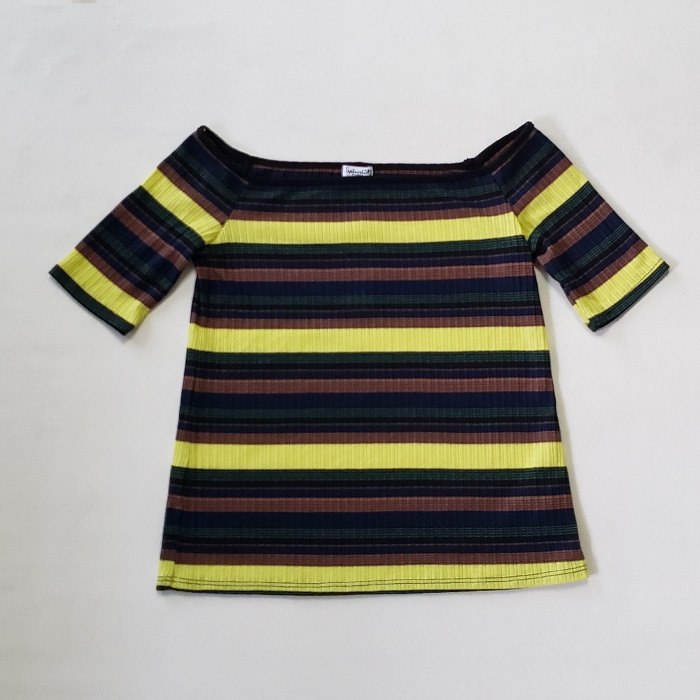 NWT Splendid Lime Green Striped Fitted Top XL